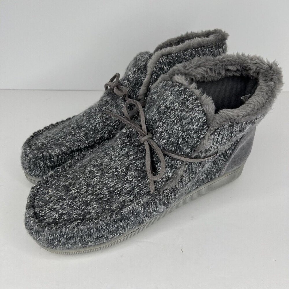 Sonoma Gray Sweater Knit Slipper Boots Memory Foam Women's Size XXL (10-11)